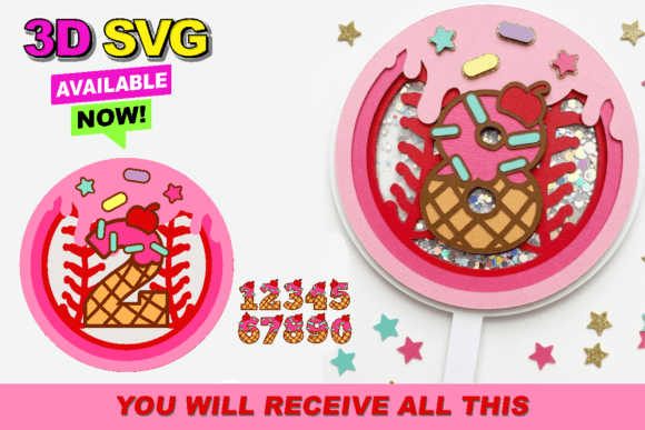 3D Baseball Ice Cream Drip Topper SVG for Birthday Content