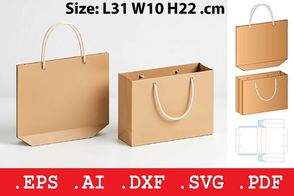 3D SVG Paper Shopping Bag Template for Editorial & Web Design Use