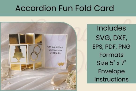 5x7 Wedding Card Accordion 3D SVG – Elegant Fold Design for Makers