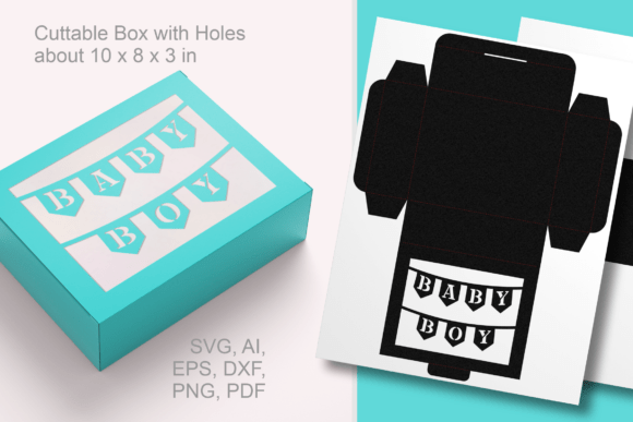 Baby Boy Banner Rectangular Gift Box SVG for Life Events And Celebrations Branding