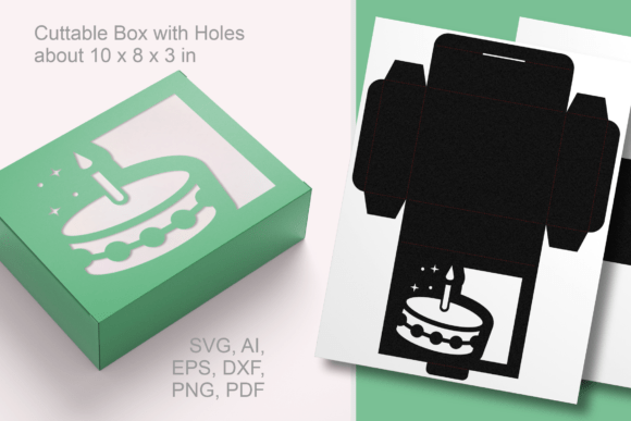 Birthday Cake Cutout Rectangular Box SVG for Birthdays