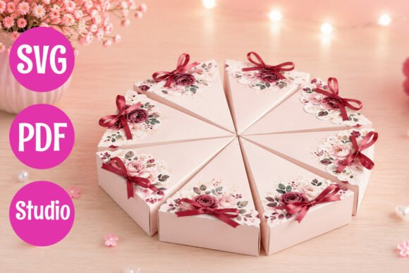 Cake Slice Box Template: A 3D SVG for Life Events And Celebrations