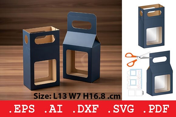 Carry Handle Window Retail Box 3D SVG for Creative Packaging Designs