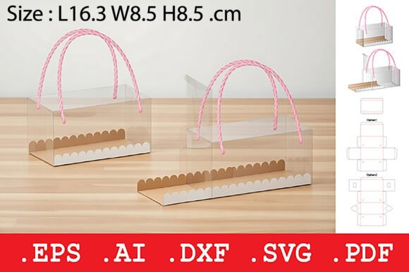 Clear Transparent Gift Box with Handle – 3D SVG for Stylish Packaging in Objects