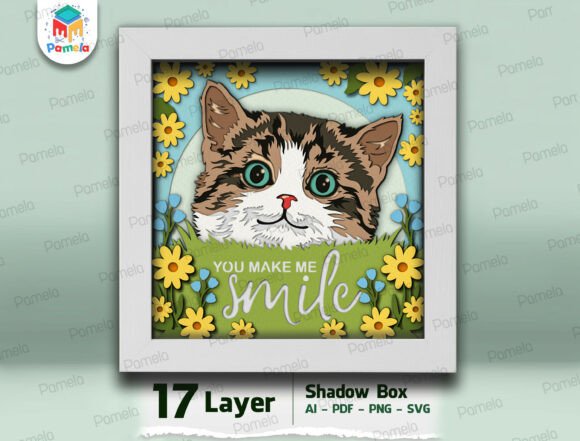 Cute Kitten 17 Layer Papercut SVG: A 3D SVG for Animal-Inspired Branding