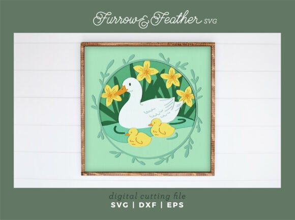 Duck Ducklings Shadowbox - Spring SVG: A 3D SVG for Mother’s Day Magic