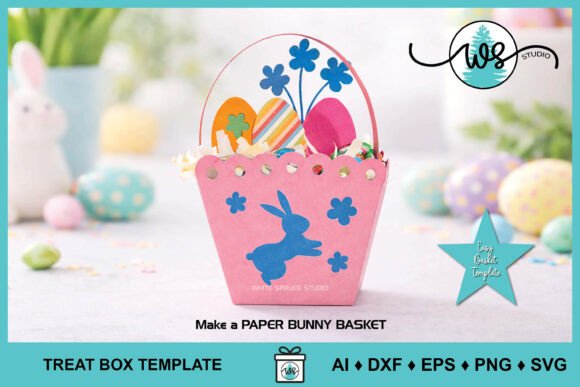 Easter Bunny Basket - Bunny Treat Box 3D SVG for Festive Craft Projects