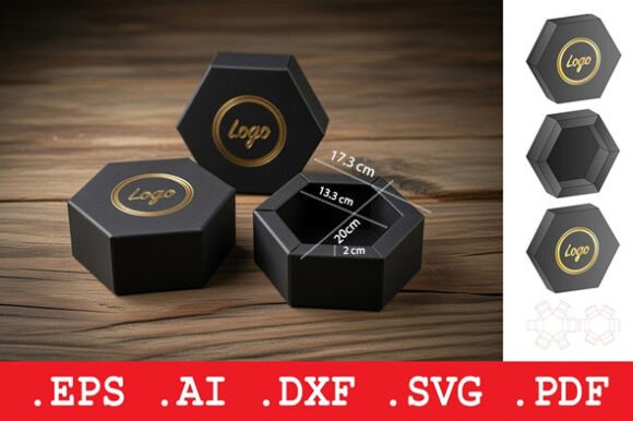 Elegant Hexagonal Gift Box with Lid Pack β 3D SVG for Stylish Handmade Packaging