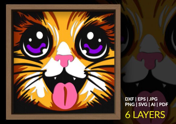 Happy Calico Cat Kawaii Shadow Box SVG Review