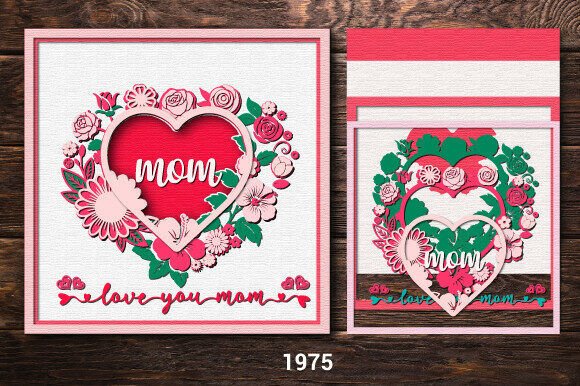 Love You Mom Floral Heart Card SVG 1975 Review