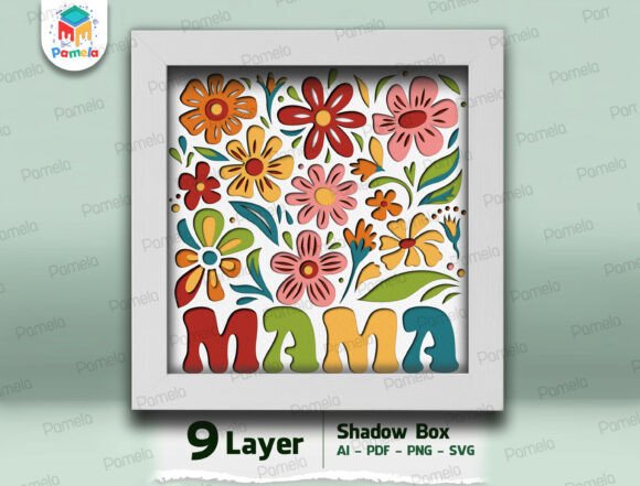 Mama Floral Shadow Box 3D SVG for Creative Sellers
