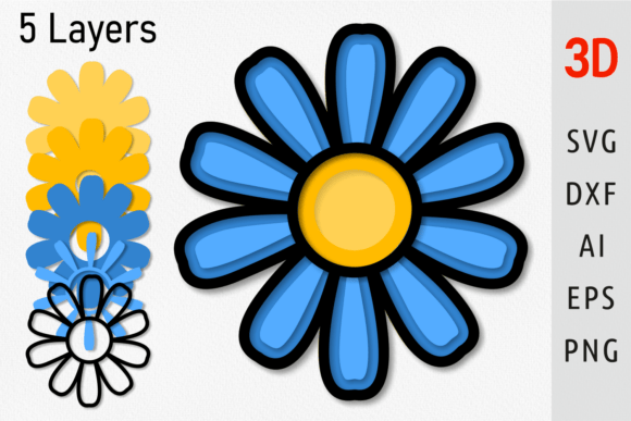 Multilayer Daisy 3D SVG for Paper Flowers