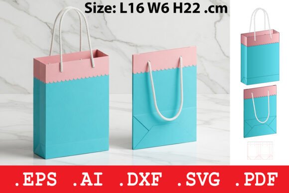 Scallop Edge Gift Bag with Rope Handles: A 3D SVG Object for Polished Editorial and Web Design