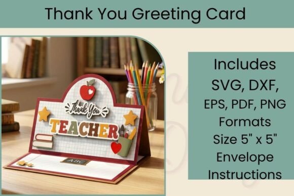 Teacher Thank You Card SVG: A 3D Design for Graduation-Themed Projects